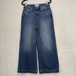 Paige Harper Ankle Jeans Womens 27 Blue Wide Leg High Rise Distressed Denim